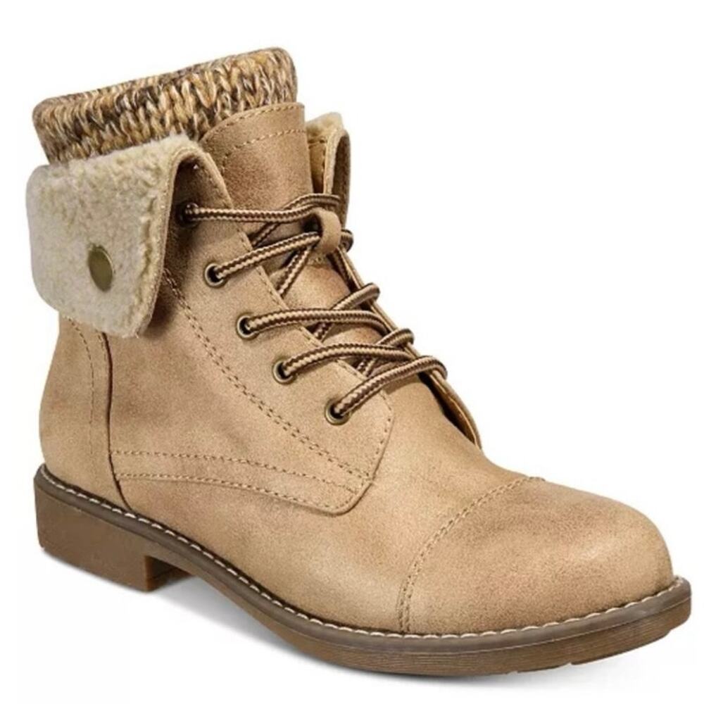NWT Womens Cliffs by White Mountain Duena Lace-Up Hiker Booties in Natural SZ 8W